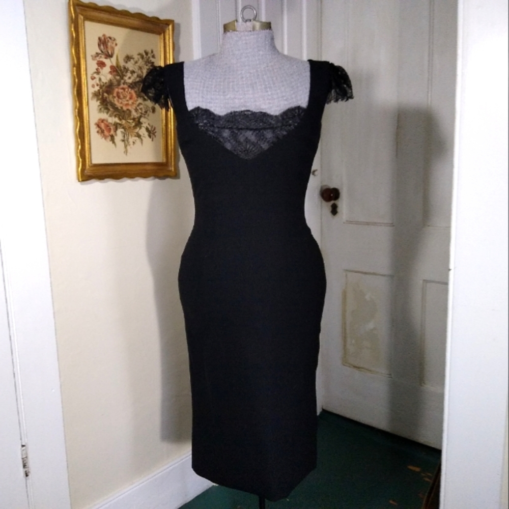 DOLCE & GABBANA Black Dress with Lace Sleeves